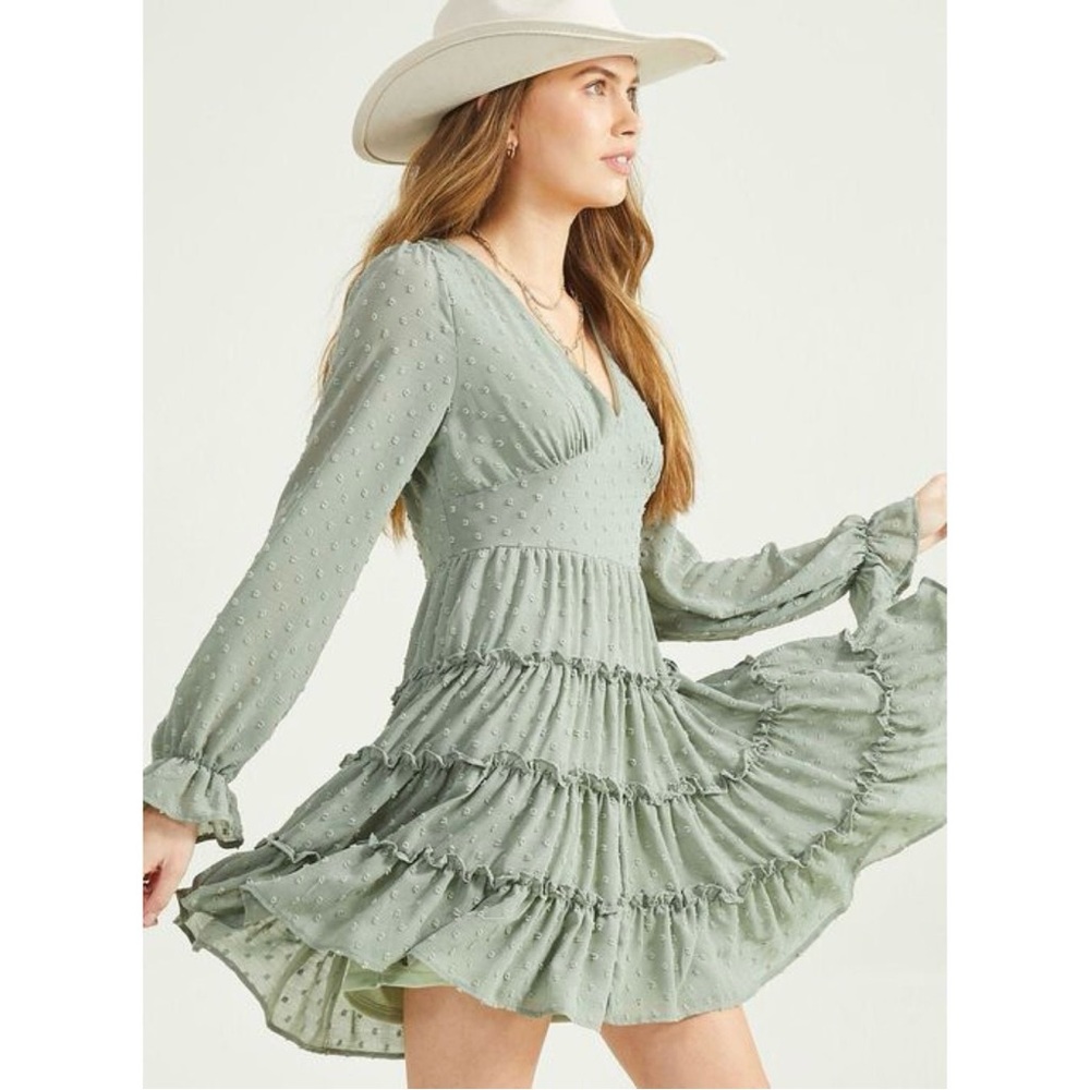 Elegant Green Ruffle Dress